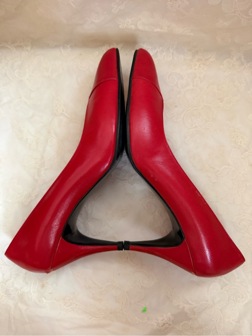 Vintage IMPO Brand Red Leather Pointed-Toe Heels 8.5 1980s 1990s Coquette - Picture 3 of 13
